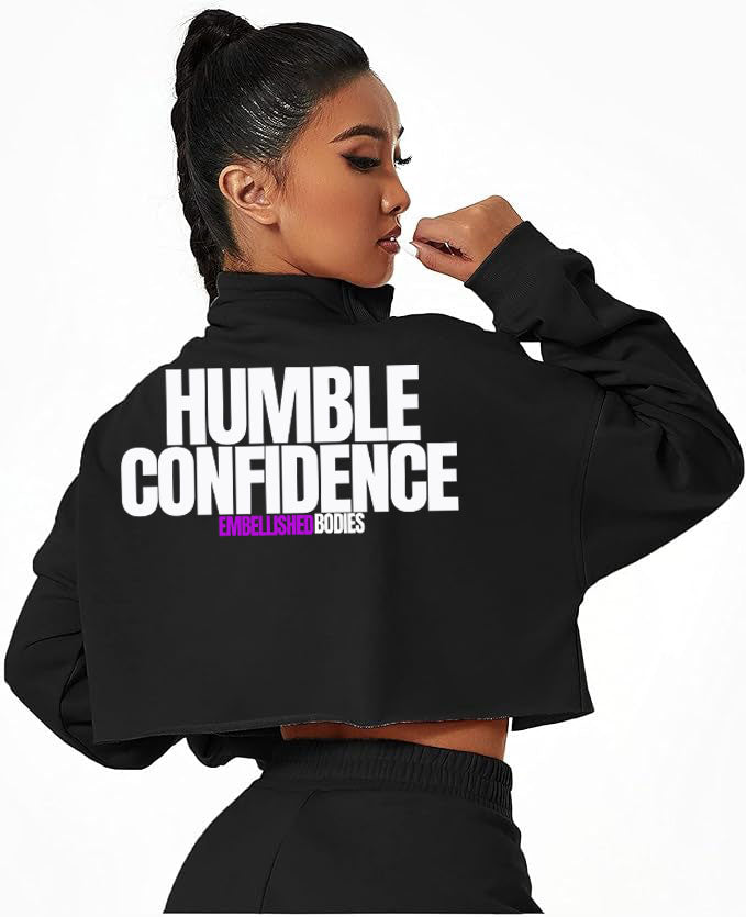 "HUMBLE CONFIDENCE"  Crop Athletic Jacket