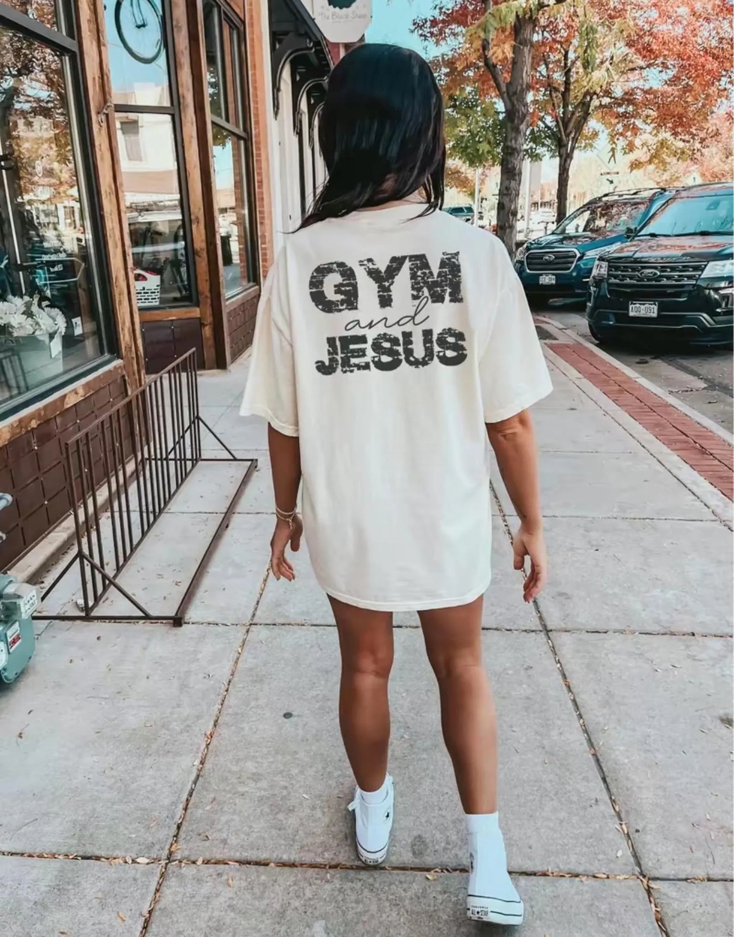 "Gym and Jesus" Over size Tee